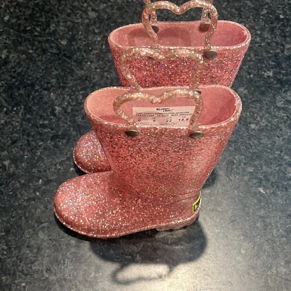 Sparkly Pink Kids Rain Boots